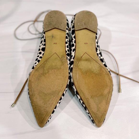 Halogen Printed Calf Hair Ankle Strappy Gladiator Pointed Toe Flat - Picture 6 of 9